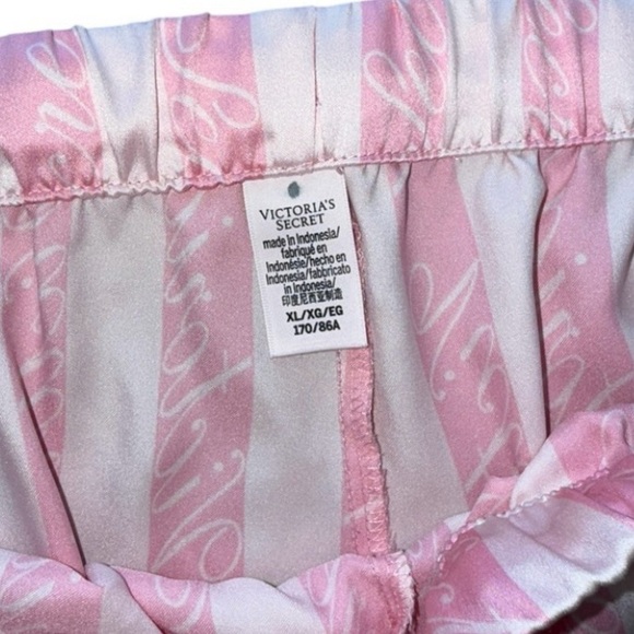 Victoria’s Secret Size XL Pink White Striped Satin Pajama Set - Picture 4 of 9
